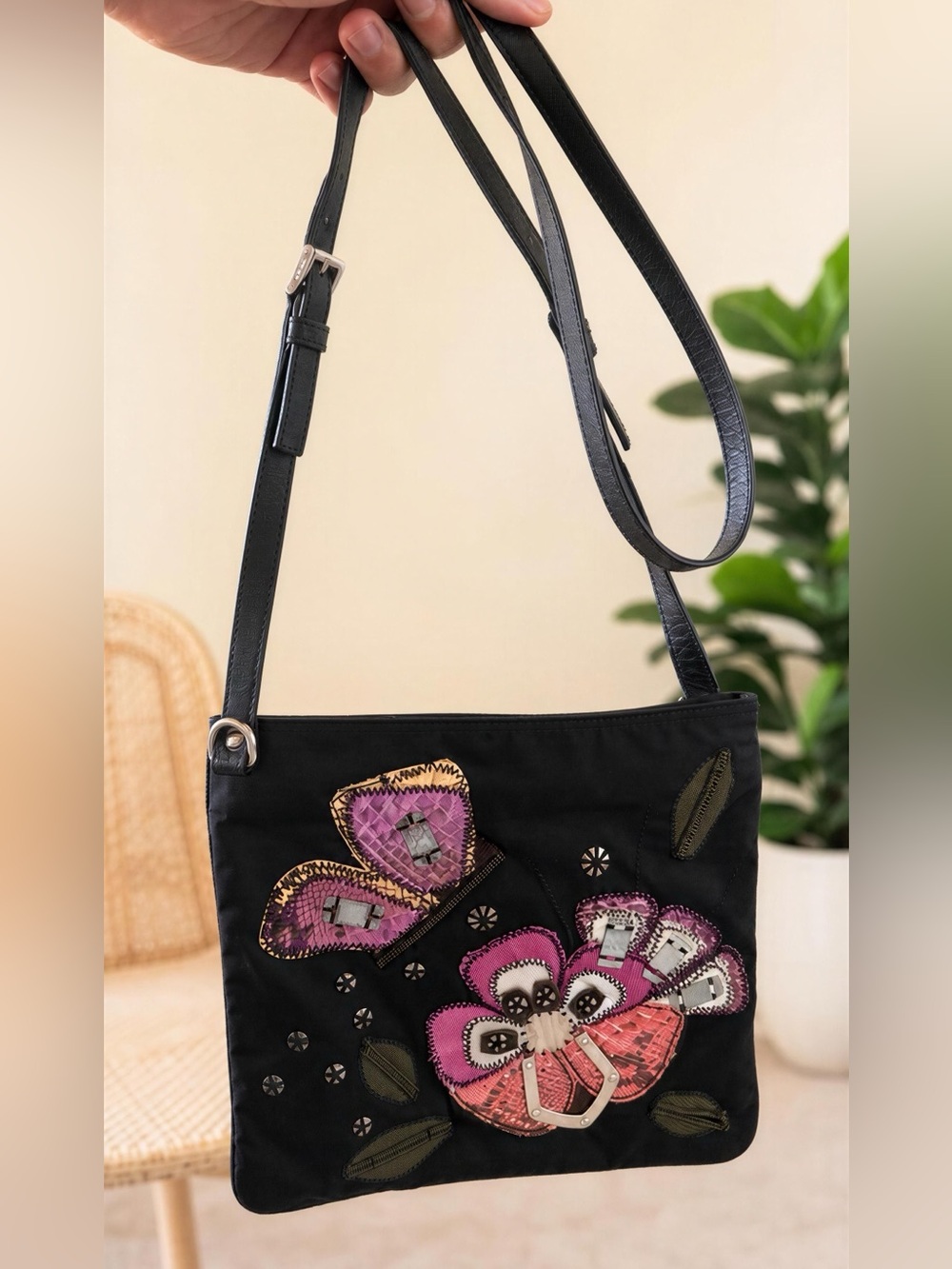 Prada Patch Black Nylon Crossbody Bag